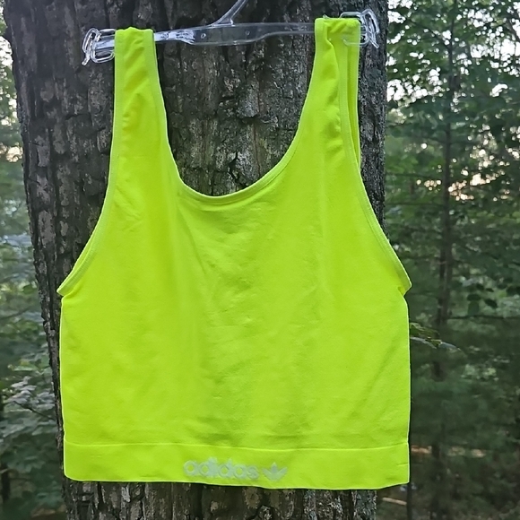Neon Yellow Sheer Adidas Tank Top W Logo New With Tags Size XL - Picture 1 of 3